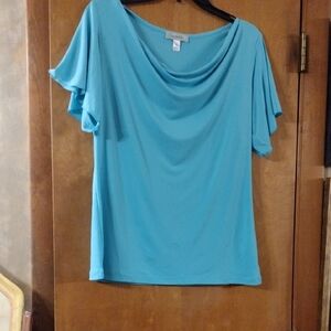 dressbarn Teal Drape Neck Blouse Sz M